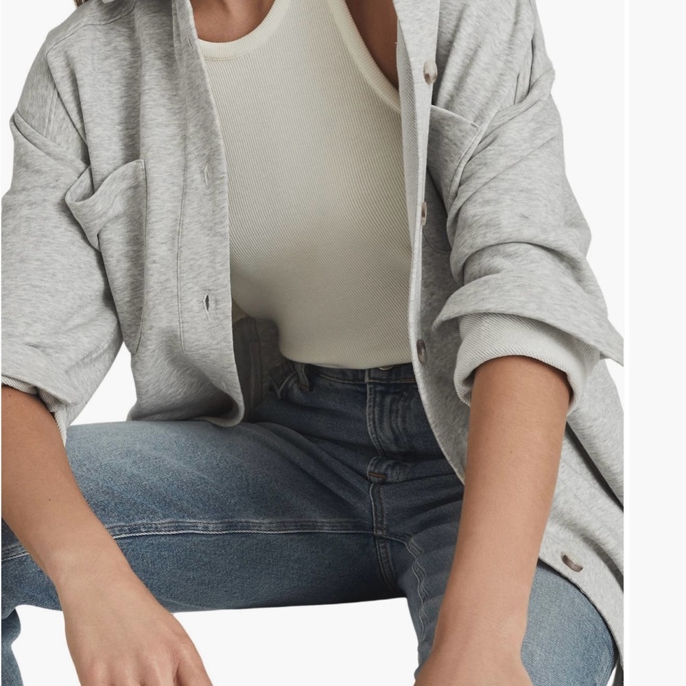 Reiss Gray Button-Up Jacket